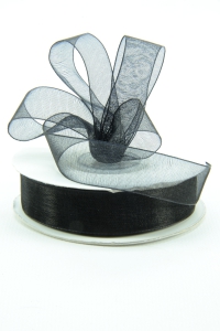Organza Ribbon , Black, 3/8 Inch x 25 Yards (1 Spool) SALE ITEM